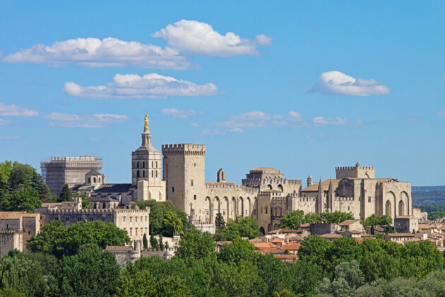 Panoramavy över det gamla påvepalatset i Avignon
