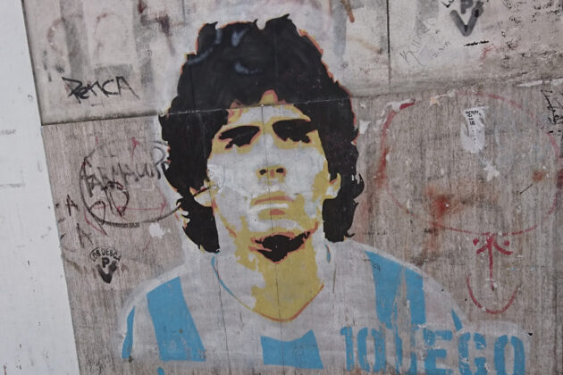 Maradona graffitti på en vägg i La Boca, Buenos Aires
