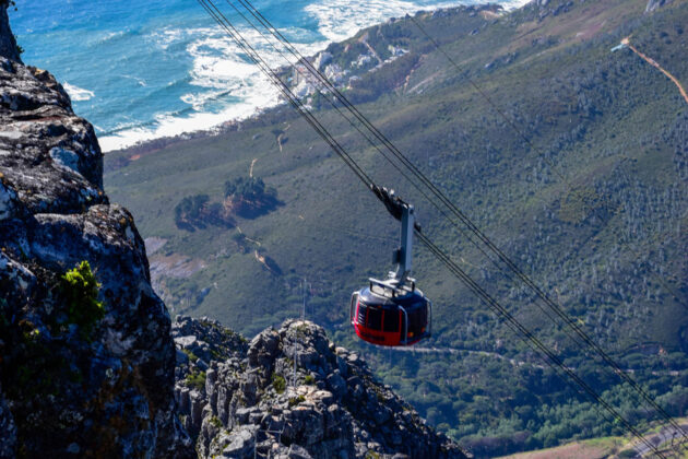 Linbana upp till Taffelberget i Kapstaden, Sydafrika.