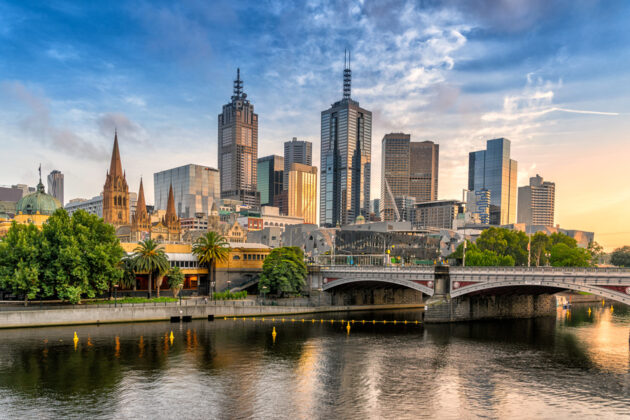 Melbourne skyline, Australien.